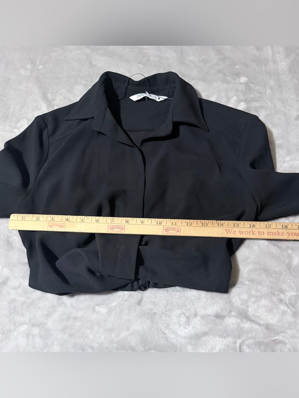 Zara Black Twist-Front Long-Sleeve Button-Down Shirt - Picture 9 of 9